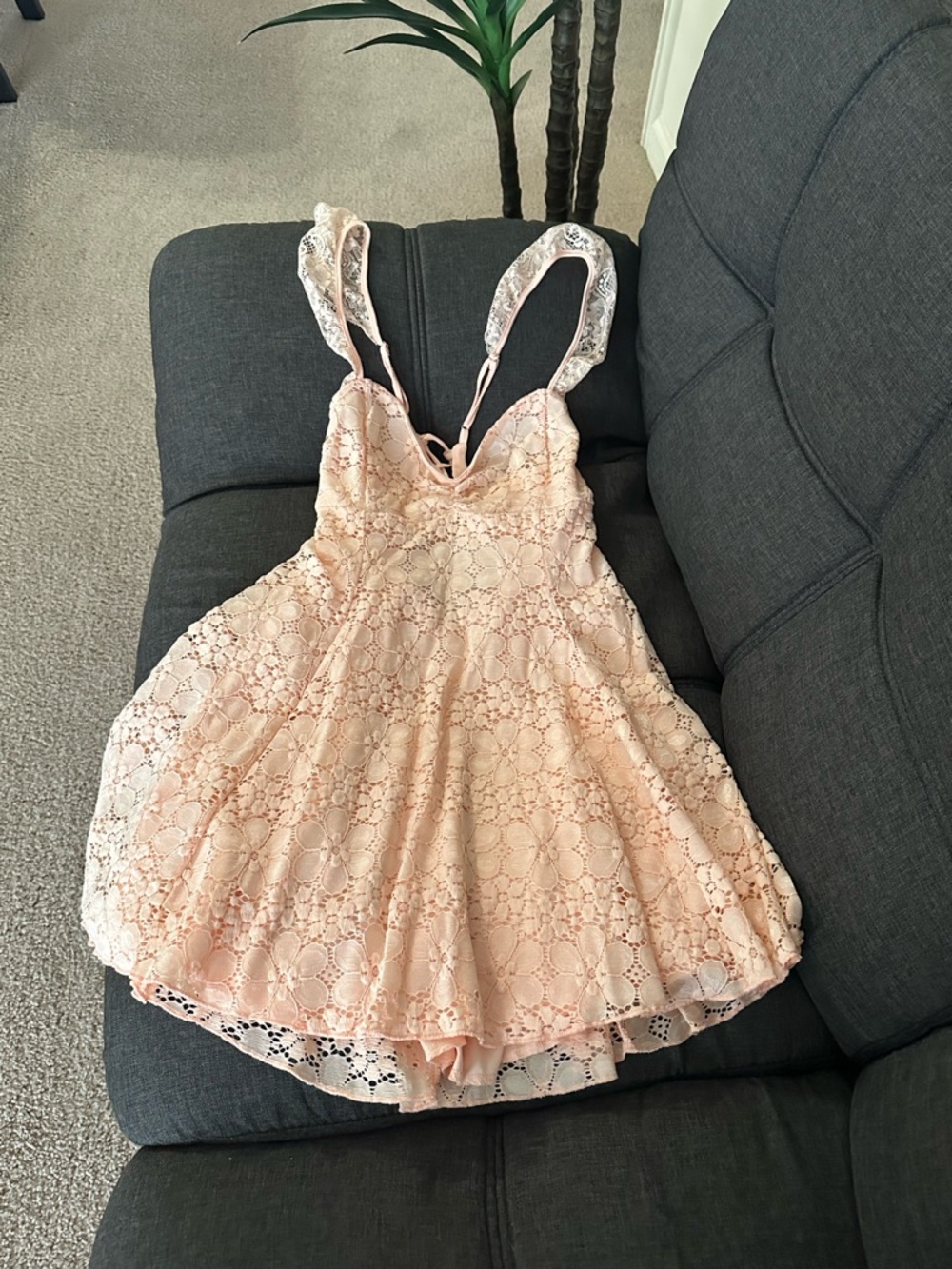 Lucy in the Sky Blush Lace Fit-and-Flare Chemise